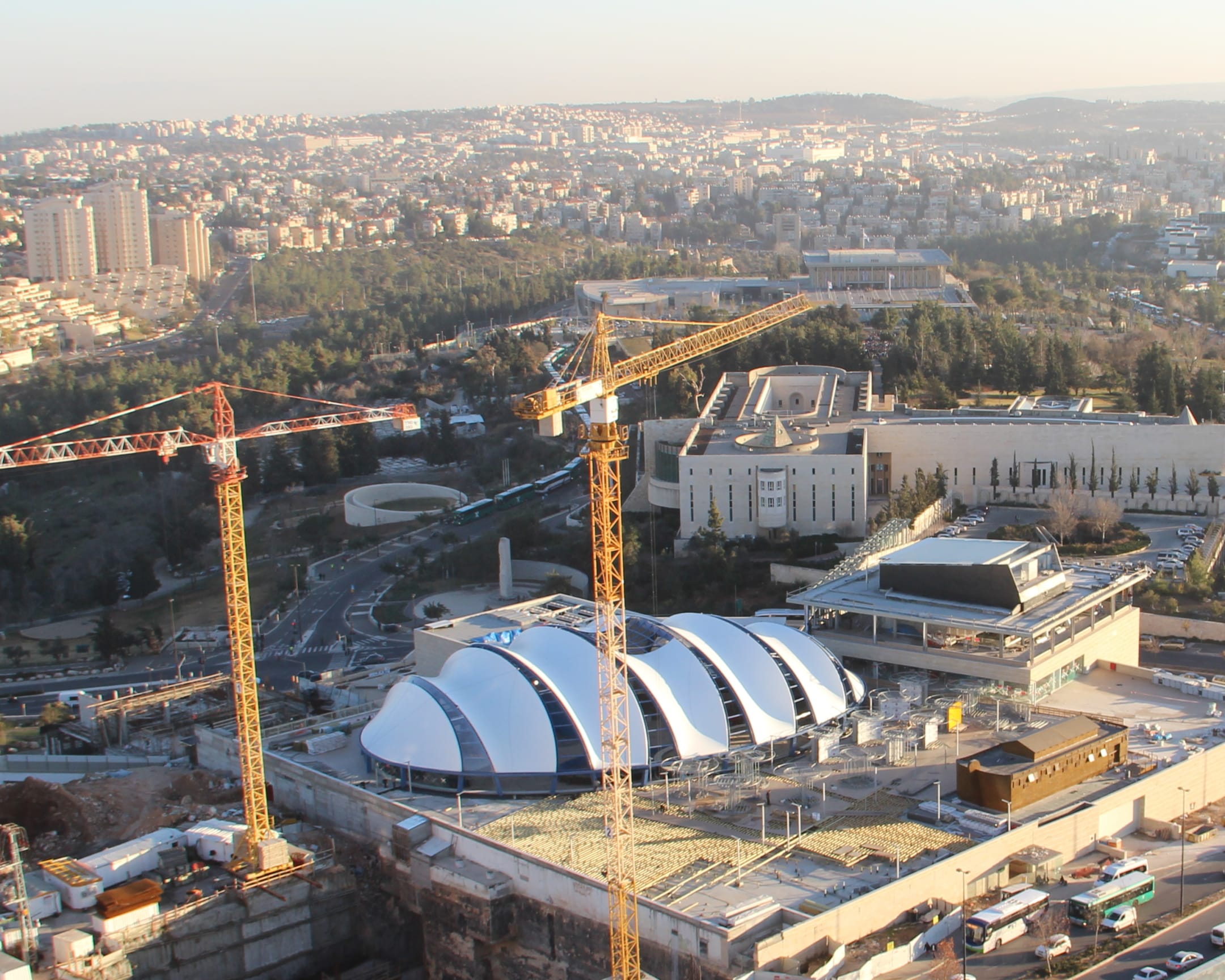 The tensile structure roofing the Cinema City building in Jerusalem